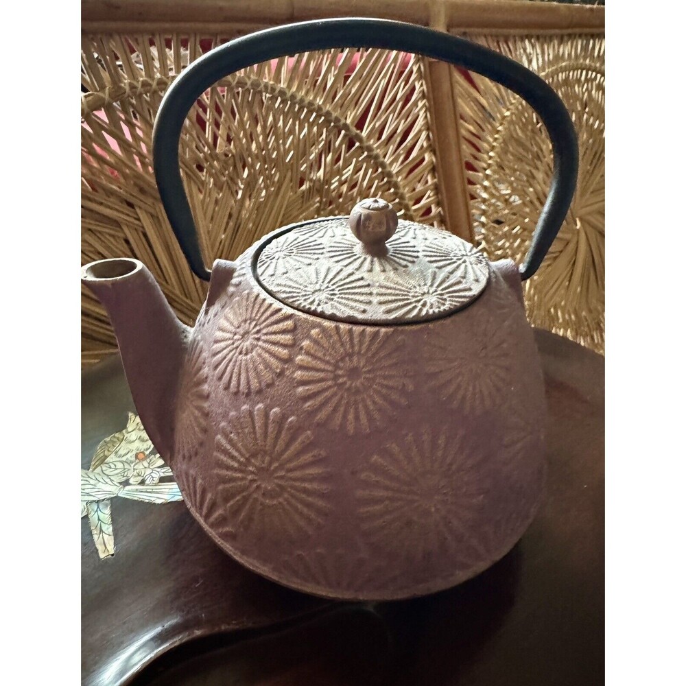 Rustic Purple Cast Iron Teapot for Cozy Fall Evenings
